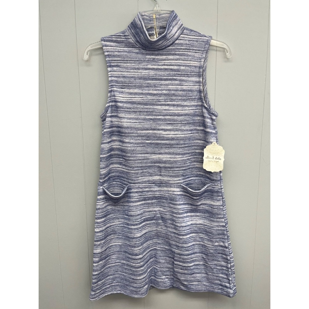 Altar'd State Blue Cotton Mock Neck Blue Sleeveless Mini Dress Women's Size XS N